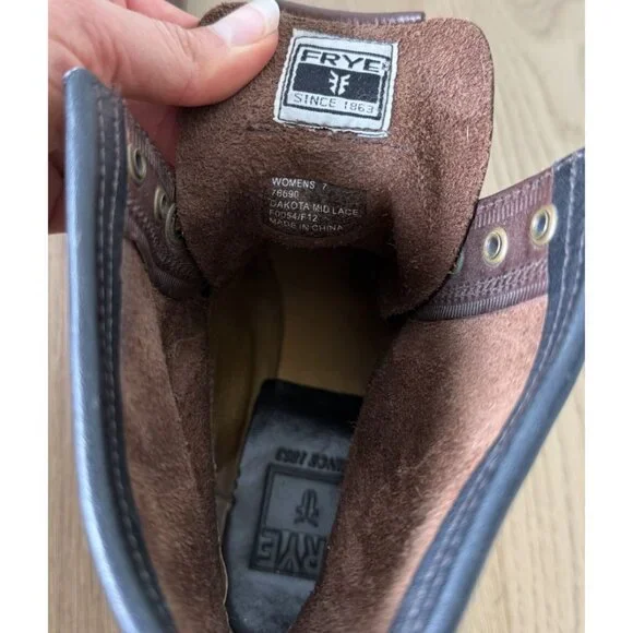 Frye Boots Womens 7 Dakota Mid Lace Up Leather Suede Brown Shoes Winter Western - Picture 5 of 5